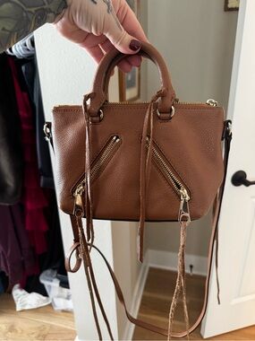 Rebecca Minkoff Brown Pebbled Leather Mini Satchel with Gold Hardware